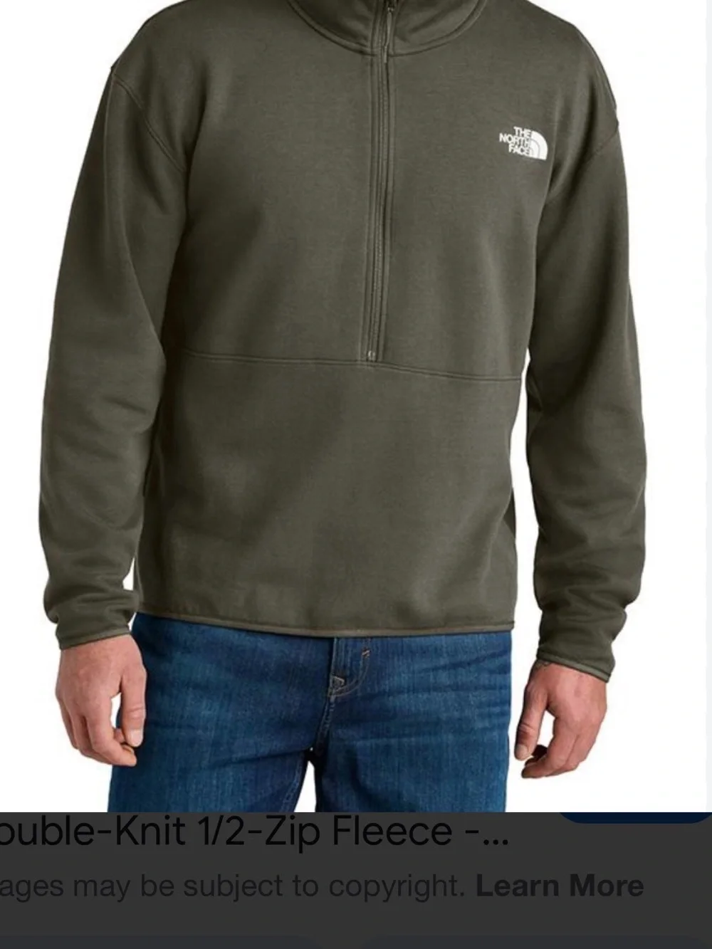NWOT The North Face Olive Green Quarter-Zip  Pullover Sweatshirt LG